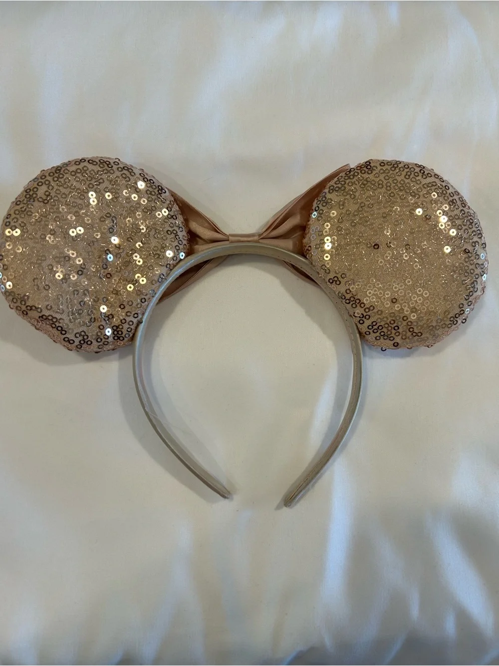 Kids Sequin Bow Ear Headband - Rose Gold